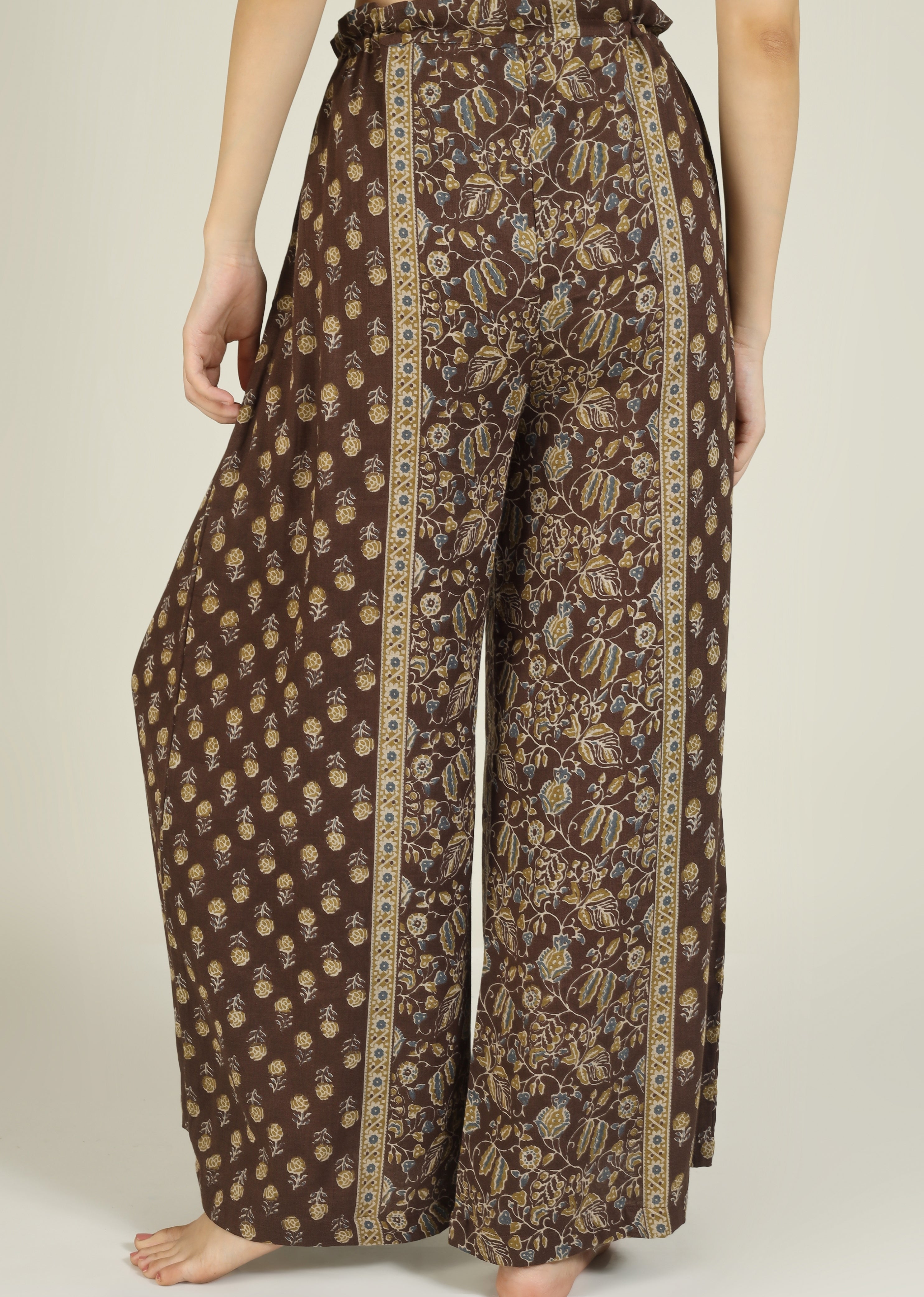Brown Printed Loose Pants
