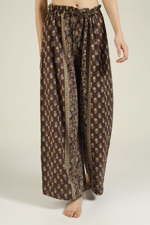 Brown Printed Loose Pants