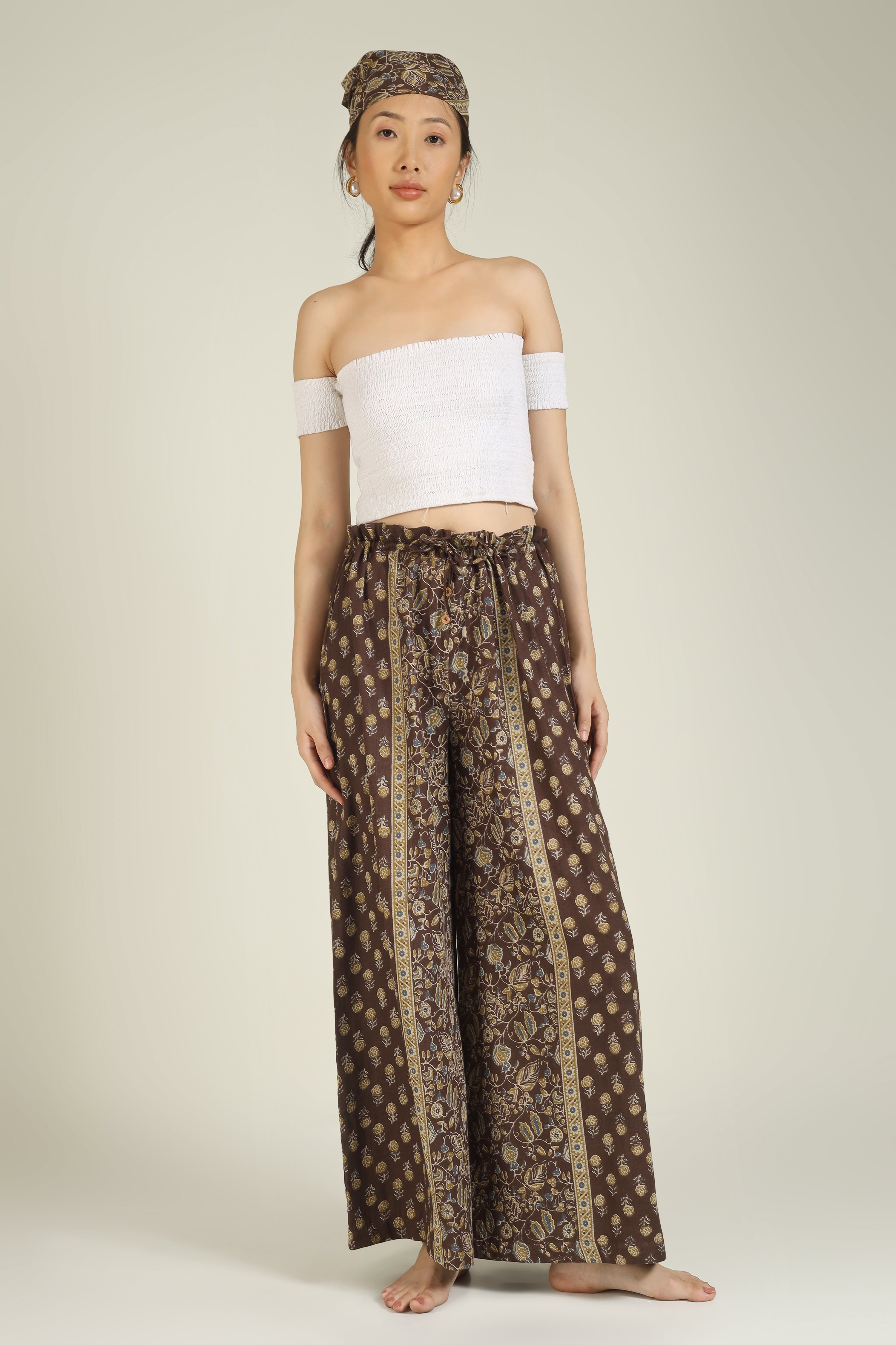 Brown Printed Loose Pants