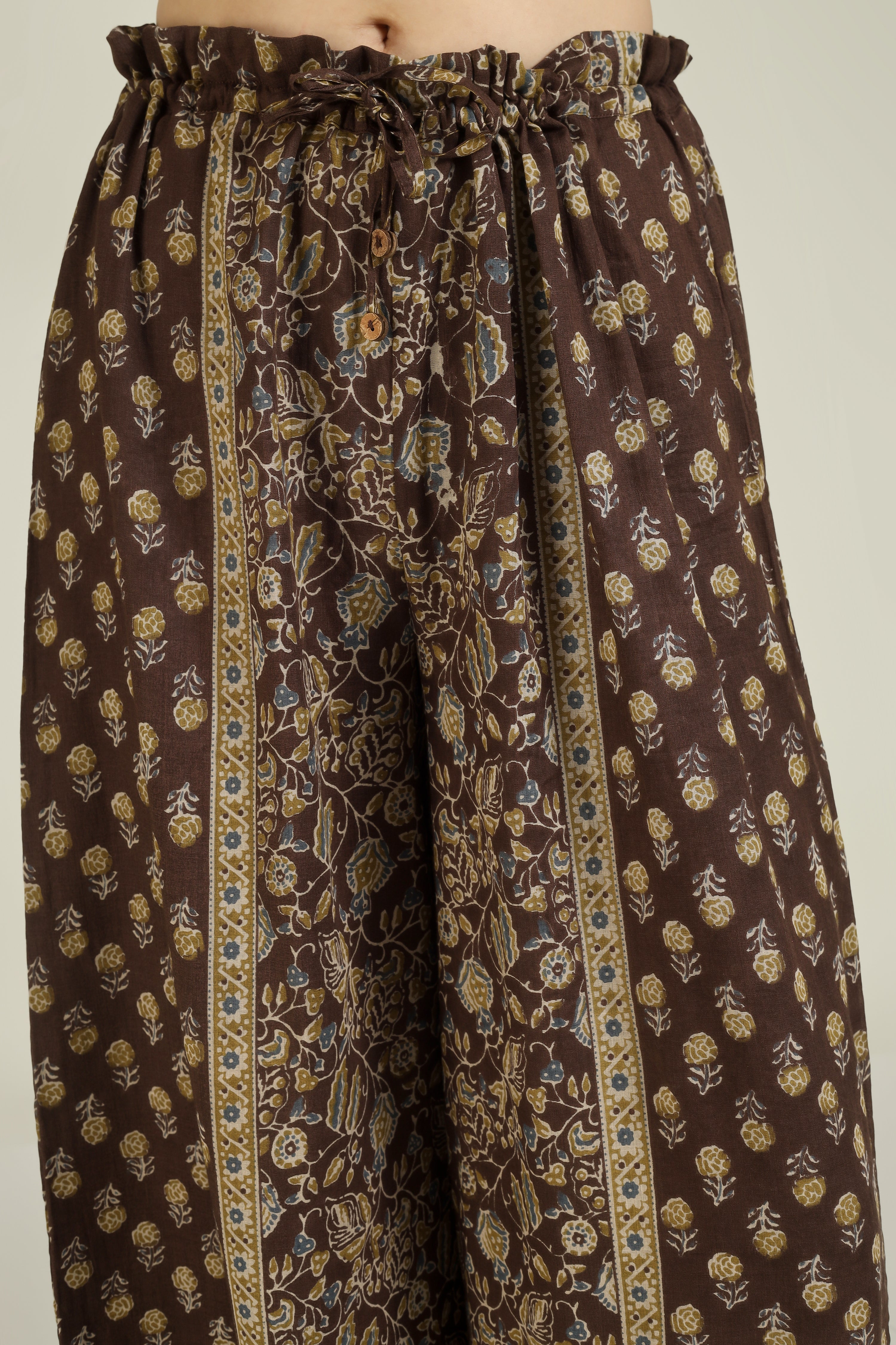 Brown Printed Loose Pants